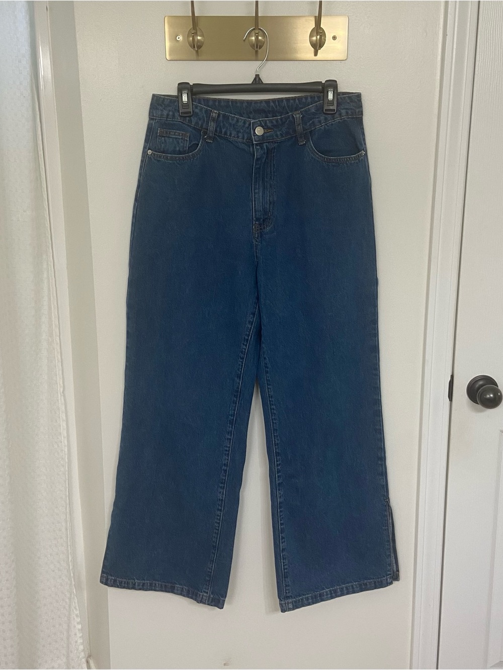 Cider XL Wide Leg Jeans Rainbow Heart Pockets Side Slit Denim Y2K 70s Retro